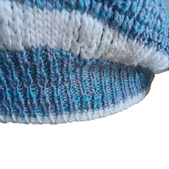 Women's Medium Preppy Sweater Vintage Oversize V-Neck Striped Valley girl 80s - Picture 6 of 7